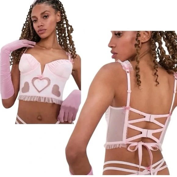 For Love and Lemons Valentines Pink Heart Bustier NWT Size Small - Picture 2 of 6